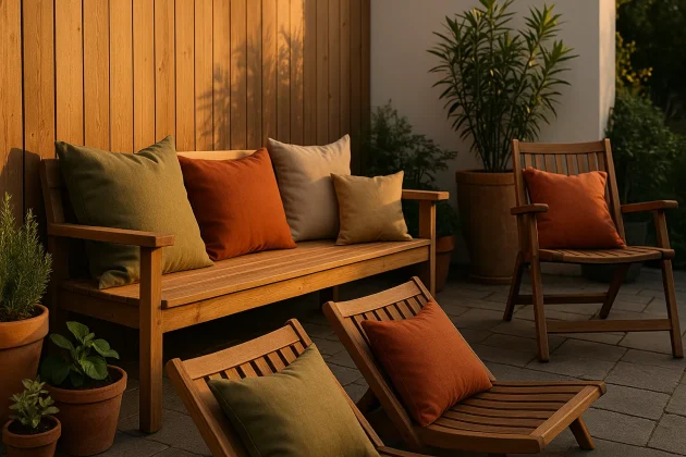 Prydnadskuddar på altan